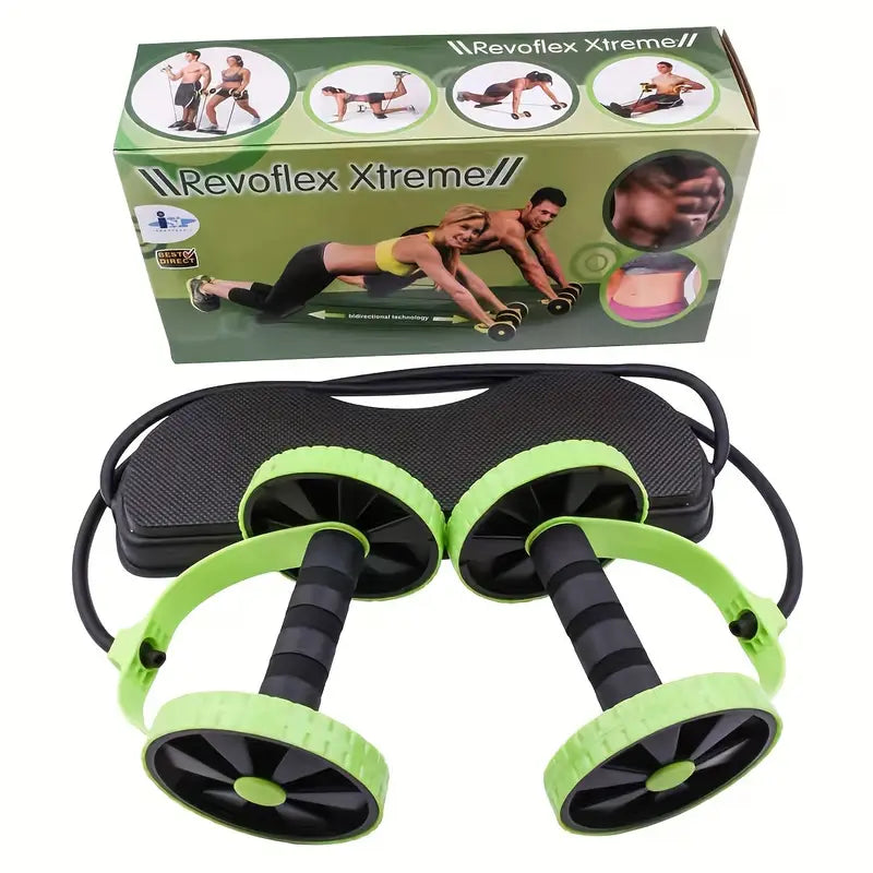 Ab Roller with Kneeling Pad and Tension Rope