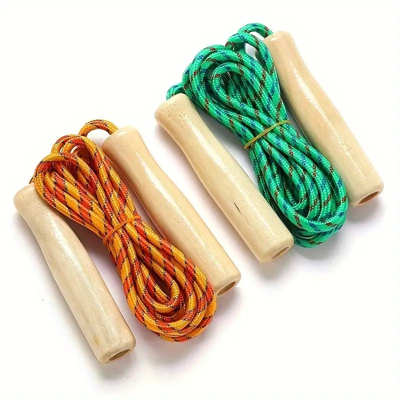 3-Pack Durable Polyester Jump Ropes with Wooden Handles - 210cm