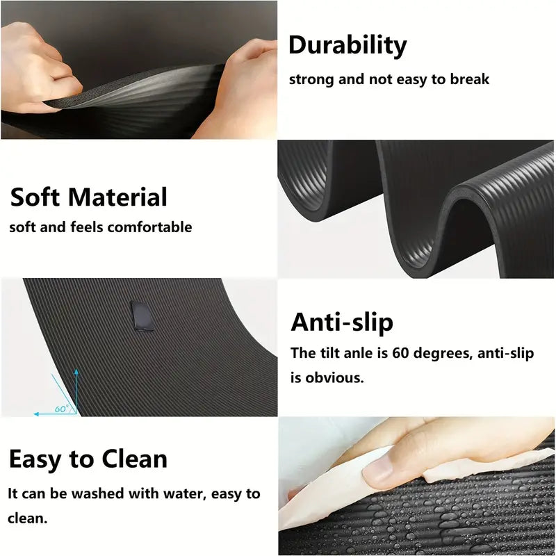 Thick Non-Slip Rubber Yoga Mat – 72 x 24 in