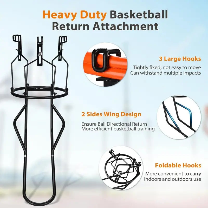 Basketball Return Trainer – 3-Hook Rebound Device for 18” Rims