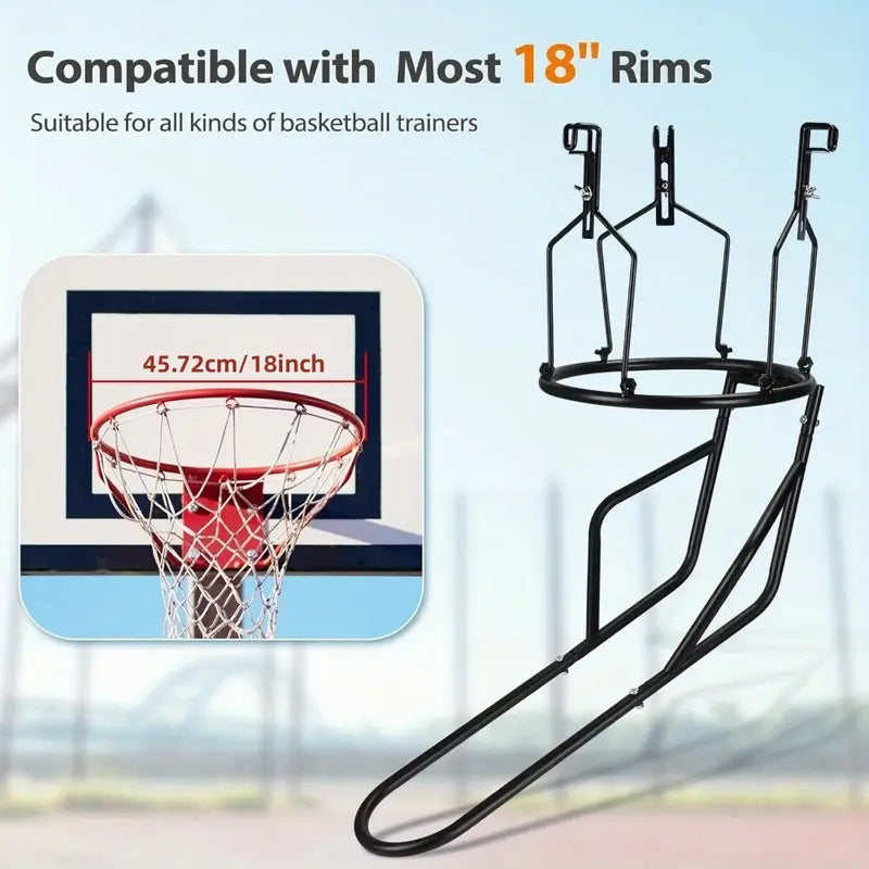 Basketball Return Trainer – 3-Hook Rebound Device for 18” Rims