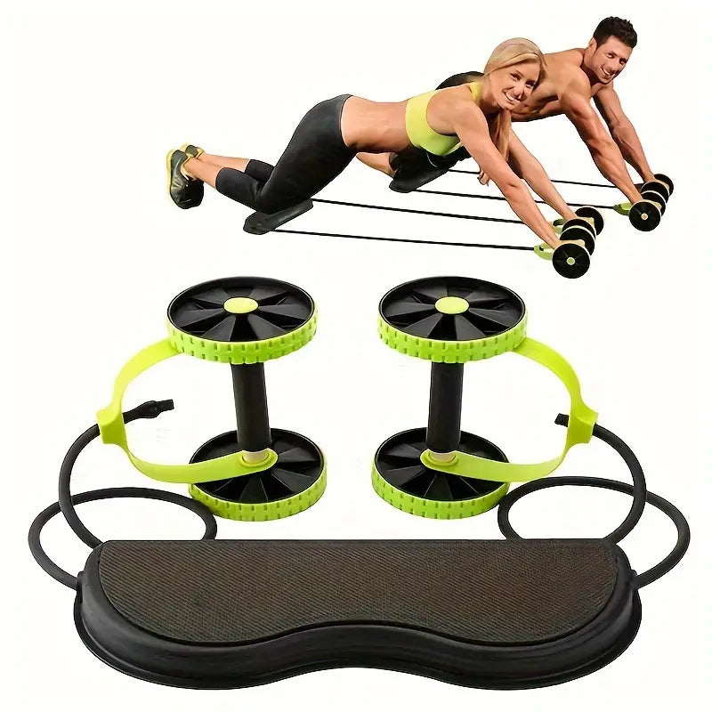 Ab Roller with Kneeling Pad and Tension Rope